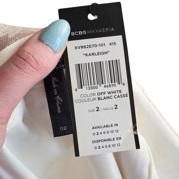 BCBGMaxazria NWT Shay Edgy Strap White Lace Dress Sz 2 - Picture 9 of 11
